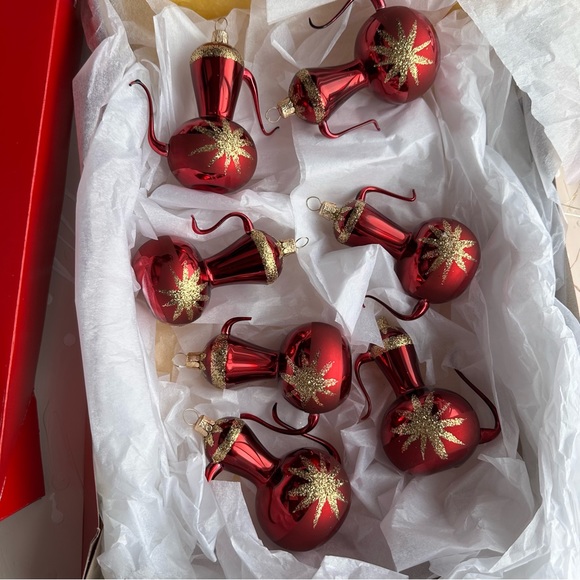 Tea Pots Christmas Ornaments Glass 7 pieces - Picture 1 of 16